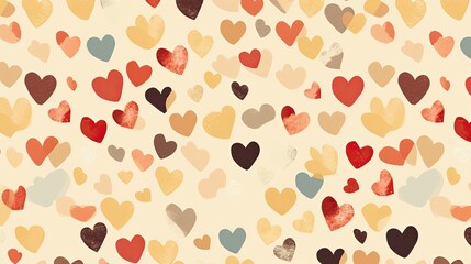 seamless vector texture with hand drawn hearts