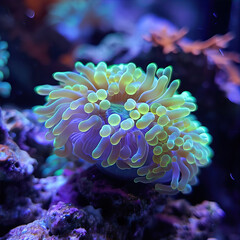 Underwater corals, anemones close-up. Beautiful, neon colors

