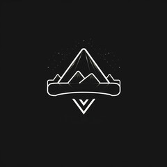 silhouette, contour of mountains on a black background, vector, element for logo