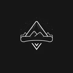 Fotobehang Bergen silhouette, contour of mountains on a black background, vector, element for logo