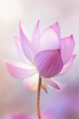 Purple lotus flower soft elegant vertical background, card template