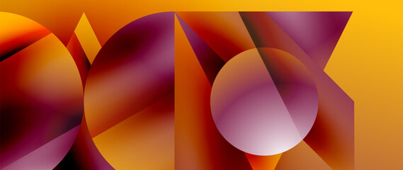 Obraz premium Captivating abstract backdrop composed of interlocking triangles and circles, forming an intriguing dance of shapes and patterns that exude both elegance and modernity
