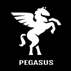 Pegasus standing on its hind legs, logo.
