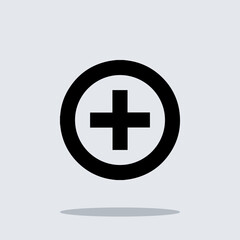 Add icon vector. Plus icon sign symbol vector. Medical cross vector icon illustration isolated on gray background