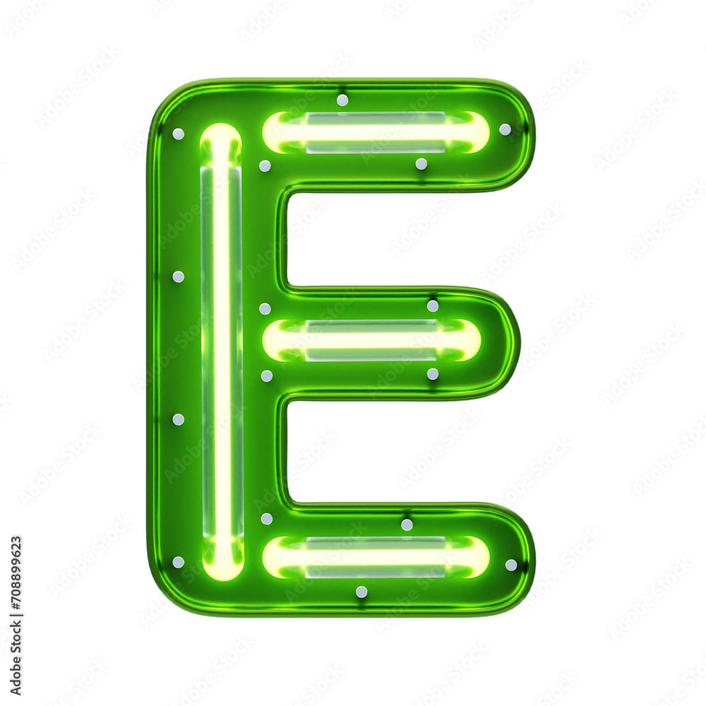 Poster e letter 3d shape neon text. 3d illustration, 3d element, 3d rendering. 3d visualization isolated on