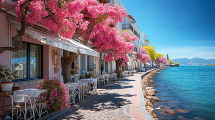 Idyllic Greek island at late spring early summer
