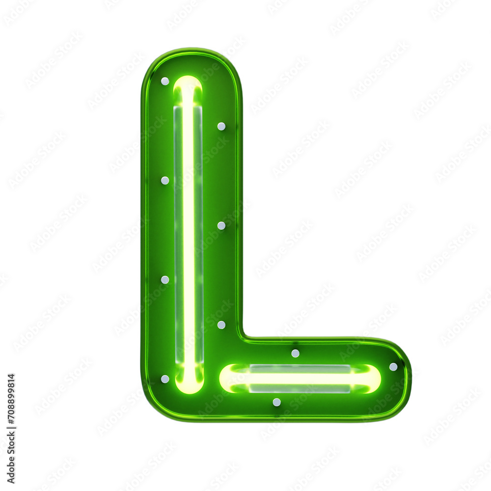 Poster l letter 3d shape neon text. 3d illustration, 3d element, 3d rendering. 3d visualization isolated on