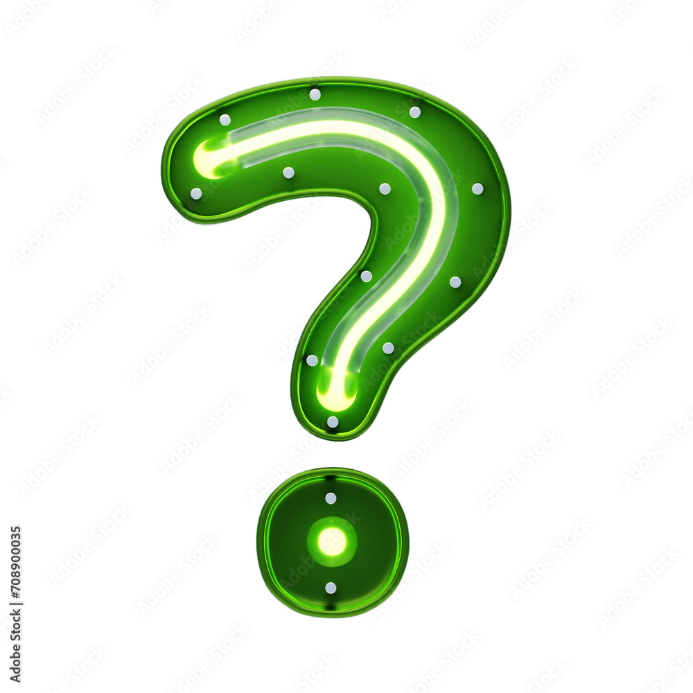 Poster question mark symbol 3d shape neon text. 3d illustration, 3d element, 3d rendering. 3d visualization