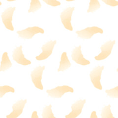 Seamless pattern, delicate abstract background with watercolor strokes, paint stains. Repeat texture, surface design graphic: gentle peach brush strokes on white. Design element, vector illustration.