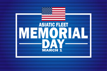 Asiatic Fleet Memorial Day. March 1. Vector illustration. Design element for greeting card, banner and poster.