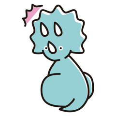 びっくりして振り返るベビートリケラトプスのイラスト
