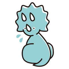 戸惑い振り返るベビートリケラトプスのイラスト
