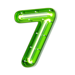 3D Number 7 Shape Neon Text. 3d illustration, 3d element, 3d rendering. 3d visualization isolated on a transparent background