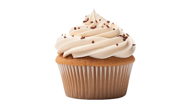 Chai Latte Cupcake Isolated on Transparent Background. Generative Ai