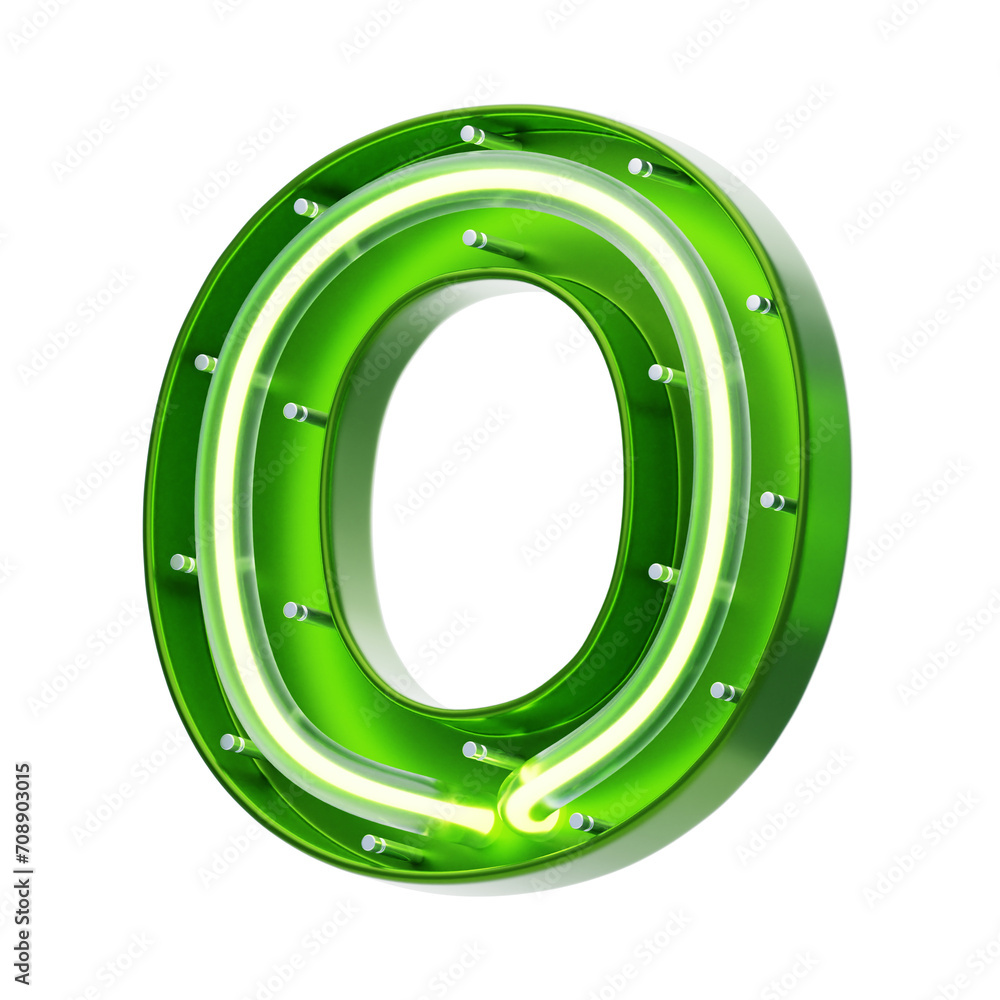 Aufkleber o letter 3d shape neon text. 3d illustration, 3d element, 3d rendering. 3d visualization isolated on