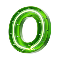 O  Letter 3D Shape Neon Text. 3d illustration, 3d element, 3d rendering. 3d visualization isolated on a transparent background