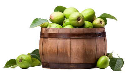 Guavas in a Barrel Isolated on Transparent Background. Generative Ai