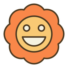Beautiful Flower in a Hippie style vector minimalist colored icon or design element