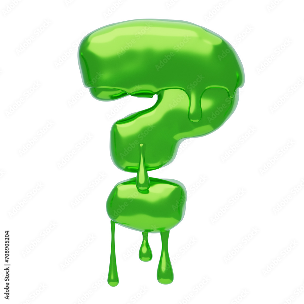 Poster question mark symbol 3d shape slime text. 3d illustration, 3d element, 3d rendering. 3d visualizatio