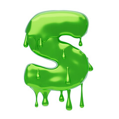 S  Letter 3D Shape Slime Text. 3d illustration, 3d element, 3d rendering. 3d visualization isolated on a transparent background