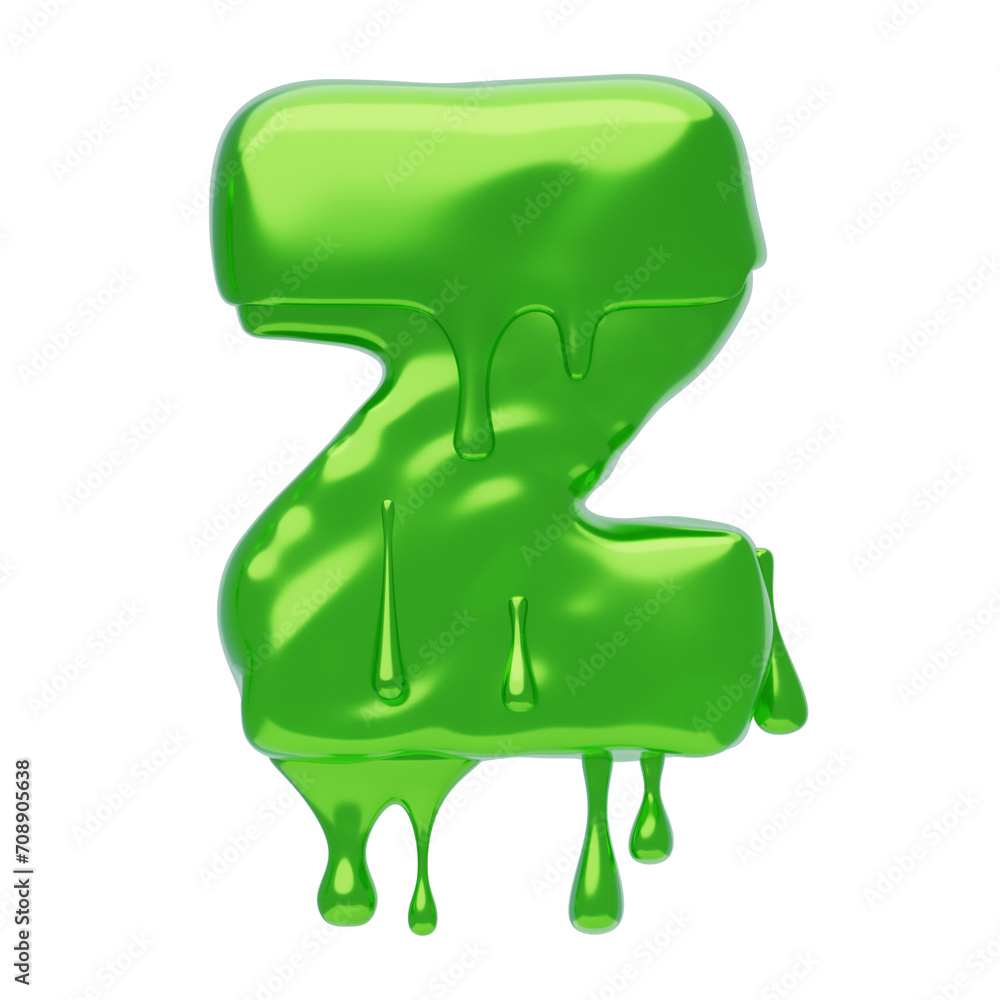 Poster z letter 3d shape slime text. 3d illustration, 3d element, 3d rendering. 3d visualization isolated o