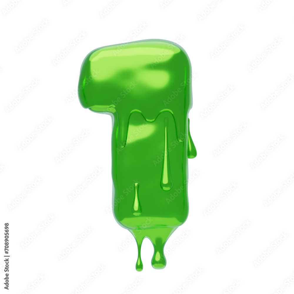 Poster 3d number 1 shape slime text. 3d illustration, 3d element, 3d rendering. 3d visualization isolated o