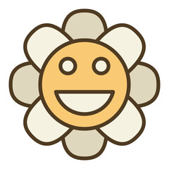 Obraz premium Groovy Beautiful Flower vector colored icon or logo element