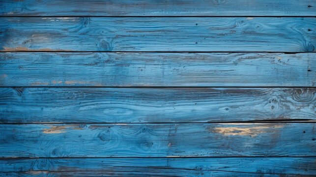 Blue wooden plank background.. Generative AI