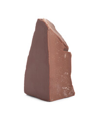 Piece of tasty milk chocolate isolated on white