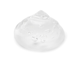 Sample of clear cosmetic gel on white background, closeup