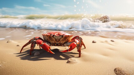 Crab on beach.. Generative AI