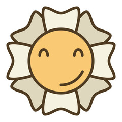 Hippy Flower vector colored icon or sign in Groovy style