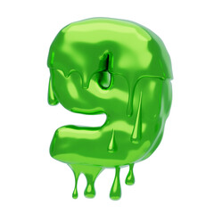 3D Number 9 Shape Slime Text. 3d illustration, 3d element, 3d rendering. 3d visualization isolated on a transparent background