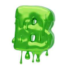 B  Letter 3D Shape Slime Text. 3d illustration, 3d element, 3d rendering. 3d visualization isolated on a transparent background
