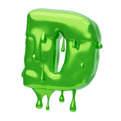 D  Letter 3D Shape Slime Text. 3d illustration, 3d element, 3d rendering. 3d visualization isolated on a transparent background