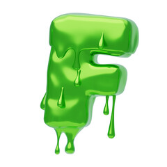 F  Letter 3D Shape Slime Text. 3d illustration, 3d element, 3d rendering. 3d visualization isolated on a transparent background