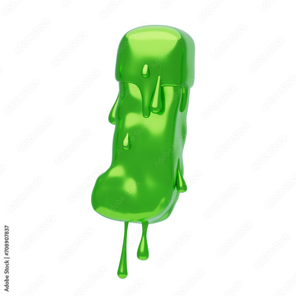 Poster j letter 3d shape slime text. 3d illustration, 3d element, 3d rendering. 3d visualization isolated o