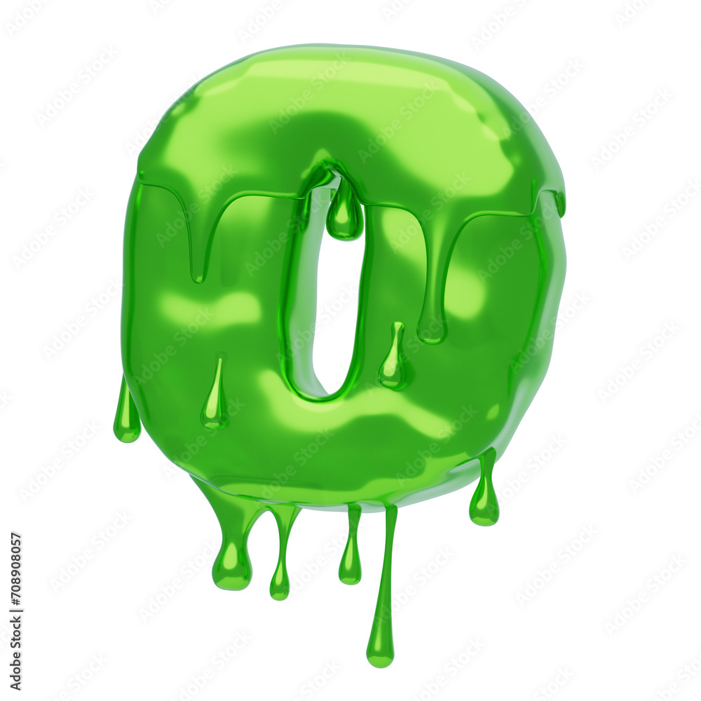 Poster o letter 3d shape slime text. 3d illustration, 3d element, 3d rendering. 3d visualization isolated o