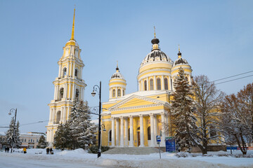 Cathedral of the Transfiguration (1851) on a January day, Rybinsk. Russia