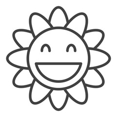 Geometric Groovy cirlce-shaped Flower vector outline icon or symbol