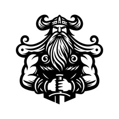 Vector logo of a Viking head. black and white logo of Norse guy. suitable for tattoo, emblems, logo