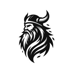 Vector logo of a Viking head. black and white logo of Norse guy. suitable for tattoo, emblems, logo
