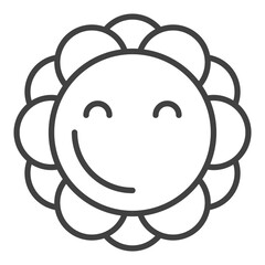 Geometric Happy Groovy Flower vector outline icon or symbol