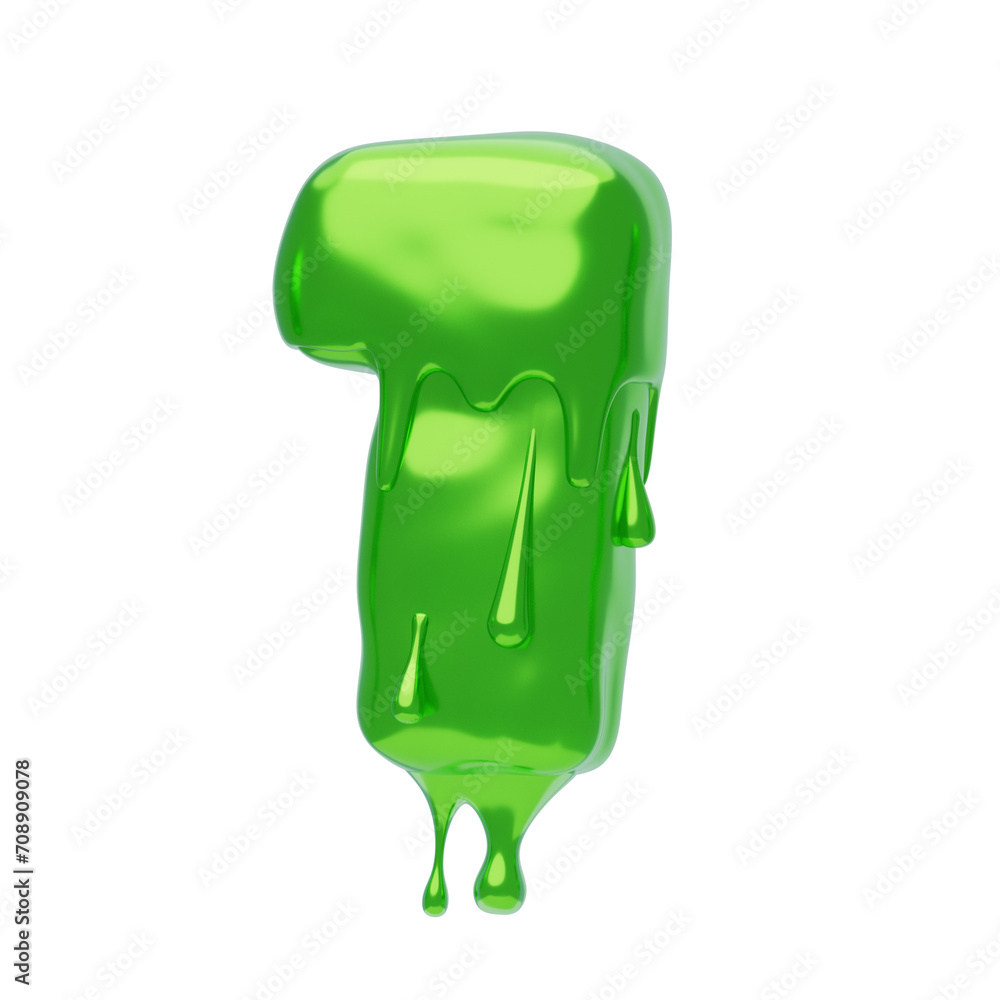 Poster 3d number 1 shape slime text. 3d illustration, 3d element, 3d rendering. 3d visualization isolated o