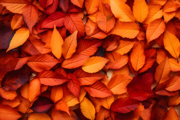 Background group autumn orange yellow leaves. Outdoor.