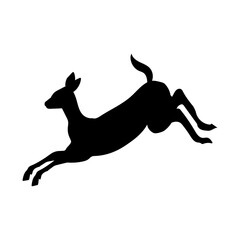Silhouette of a small deer on a white background, vector illustration.