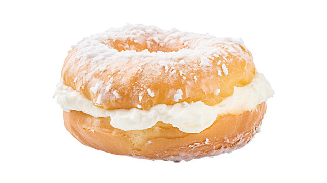 Sour Cream Doughnut Isolated on Transparent Background. Generative Ai