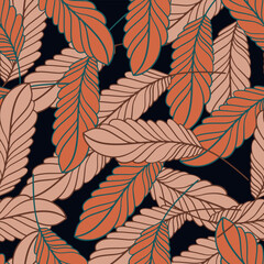 A pattern of leaves. Vector illustration highlighted on a white background. For nature, eco and design. Hand-drawn plants, a frame for a postcard.