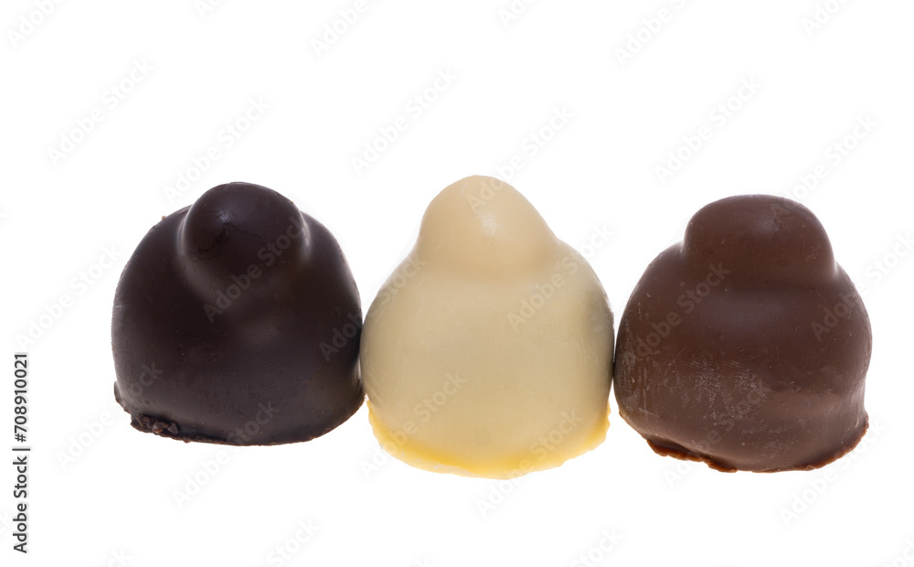 Sticker chocolate candies with hazelnuts isolated