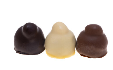 chocolate candies with hazelnuts isolated